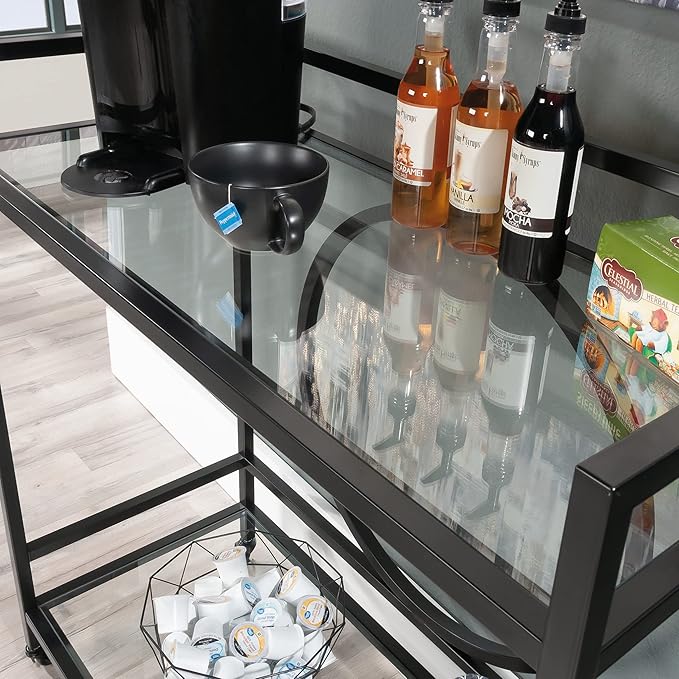 Sauder International Lux Bar Cart, Black Finish-Ruum Studio Home