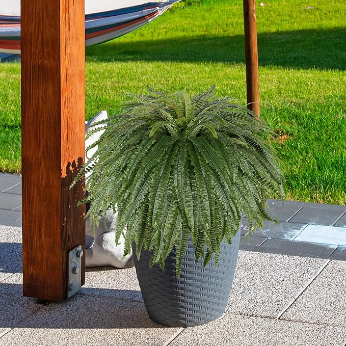 Single Silky 50" Artificial Fern Plant, Large Fake Fern with 128Fronds, Realistic Faux Boston Fern Bush for Outdoors & Indoor, Silk Greenery for Planter, Garden, Office, Home Décor-Ruum Studio Home