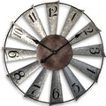 Mrocioa 30inch Windmill Distressed Metal Wall Clocks Rustic Large Decorative Clock Oversized Farmhouse Decor,Non Ticking,Battery Operated-Ruum Studio Home