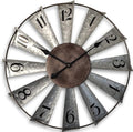 Mrocioa 24inch Windmill Distressed Metal Wall Clocks Rustic Large Decorative Clock Oversized Farmhouse Decor,Non Ticking,Battery Operated-Ruum Studio Home