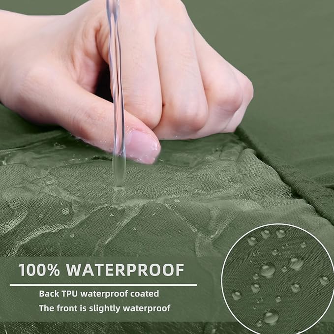 hyha Waterproof Couch Cushion Covers, Stretch Sofa Couch Seat Slipcover for Dog Washable, Non-Slip Waterproof Outdoor Cushion Covers for Patio Furniture Replacement (1 Piece for Medium, Bronze Green)-Ruum Studio Home