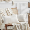 Fancy Homi 2 Packs Cream White Long Lumbar Decorative Throw Pillow Covers 16x24 Inch for Couch Bed Sofa, Rustic Farmhouse Boho Home Decor, Soft Striped Corduroy Rectangle Accent Cushion Case 40x60 cm-Ruum Studio Home