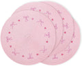 Whaline 4Pcs Round Placemats Pink Bow Embroidered Place Mats Coquette Bow Dinner Table Mats for Home Wedding Baby Shower Birthday Party Decor-Ruum Studio Home
