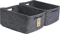 Large Storage Baskets for Shelves, Closet Organizers Bins for Clothes Blanket Towels, Baby Nursery, Toy Baskets Box, Woven Rope Baskets, 17 x 13 x 7.5”, 2 Packs Dark Gray-Ruum Studio Home