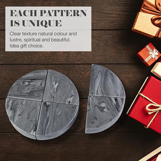 Marble Bookend for Shelves, Non-Skid Bookends for Heavy Books, Heavy Duty Book Stopper for CDs, Luxury Book Shelf Holder, Quarter Circle Design Book Ends Decorative, Monte Grigio, Set of 2-Ruum Studio Home