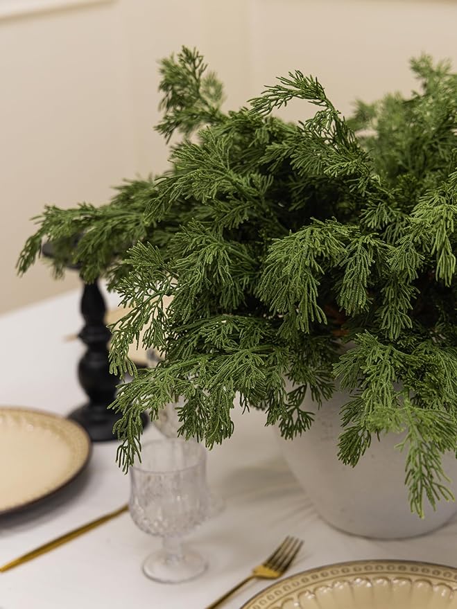 MISSPIN 12 Pcs 21.5 Inches Christmas Cedar Branches, Cedar Artificial Christmas Branches DIY Crafts Faux for Xmas Indoor Outdoor Home Decor-Ruum Studio Home