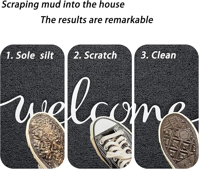 Door mat, Outdoor Indoor Welcome mat, Durable Non-Slip Easy to Clean Front Doormat, Entrance Rectangular Doormat, for high Traffic Areas (30" x 17.5", Black)-Ruum Studio Home
