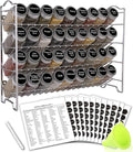 SWOMMOLY Spice Rack Organizer with 36 Empty Square Spice Jars, 396 Spice Labels with Chalk Marker and Funnel Complete Set, for Countertop, Cabinet or Wall Mount,Silver-Ruum Studio Home