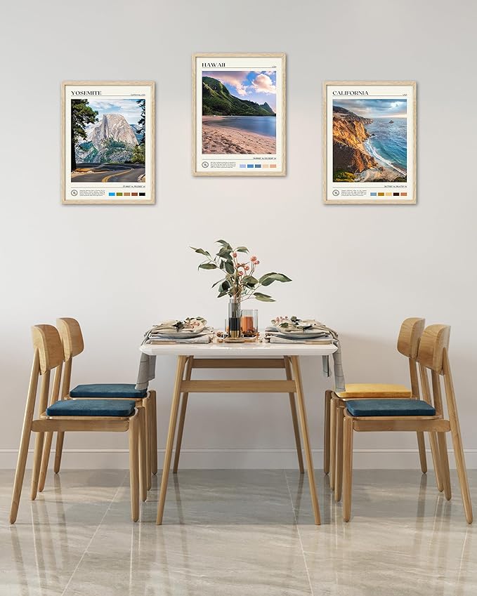 HesenDot Natural OAK Wood Yosemite National Park Framed Wall Art,12x16in Natural Scenery Canvas Wall Print,Classic Urban Landmark Wall Decor for Living Room,Bedroom,Office Gallery Gifts Set of 1-Ruum Studio Home