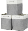 Bidtakay Extra Large Storage Baskets for Organizing 17x12x15.1 inch 3-Pack Fabric Closet Organizers Storage Bins with Handles Foldable Storage Baskets for Shelves Clothes XL-White&Grey-Ruum Studio Home