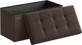 SONGMICS Mazie Collection - 30 Inches Folding Storage Ottoman Bench, Ottoman Foot Rest, End of Bed Bench, Storage Chest, Load 660 lb, for Living Room, Bedroom, Entryway, Brown ULSF047K02-Ruum Studio Home