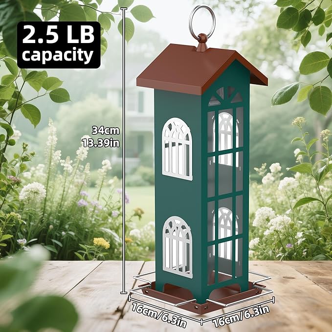 Metal Bird Feeder The Most Popular Bird Feeders for Outdoors Hanging,Waterproof and Rust-Proof,Easy Cleaning,Wild Bird Feeders Attracting Chickadees Goldfinches Cardinals Finches and Sparrows-Ruum Studio Home