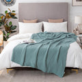EMME Cotton Blanket Queen Size for Bed Soft Large Muslin Bed Blankets 90"x90" Lightweight Breathable Layering Bedspread All Season Gauze, Teal-Ruum Studio Home