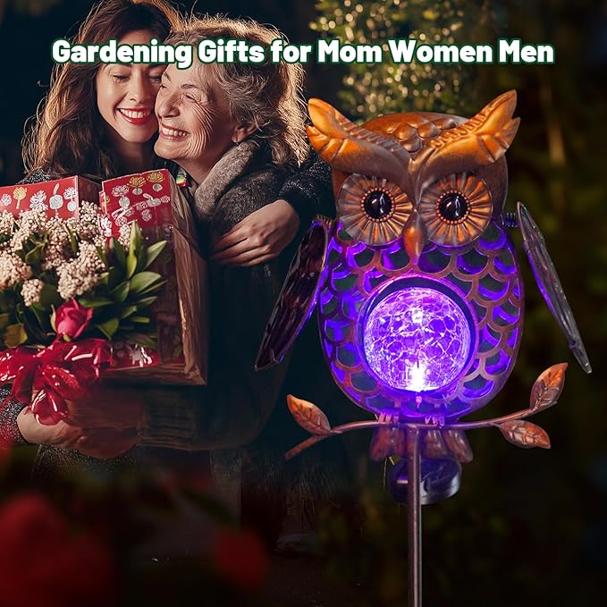 HONGLAND Solar Lights Outdoor Decor Waterproof, Solar Owl Garden Decorative Stake, Whimsical Gardening Gifts for Women Mom, Owl Outdoor Lights for Yard Patio Lawn Decor-Ruum Studio Home