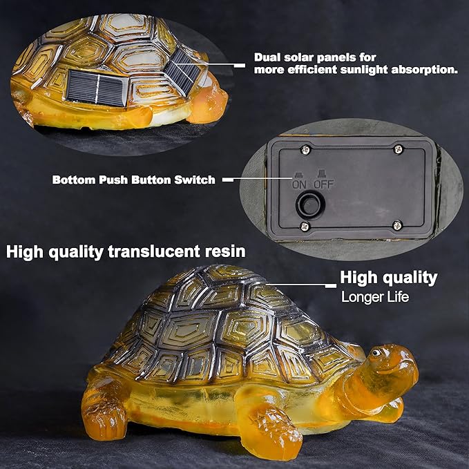 Solar Turtle Lights Deck Decorative Lighting Statue Lawn Patio Backyard Outdoor Garden Decoration Housewarming Gift-Ruum Studio Home