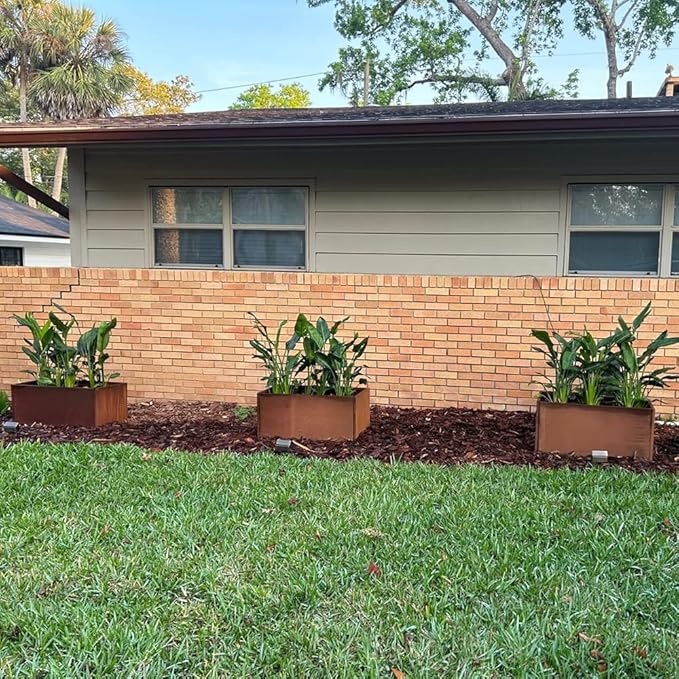 Corten Steel Planter Box Metal Outdoor Large Rectangular Rustic Durable Antique Detached for Commercial Residential Patio Deck and Backyard 24" x 12" x 12"-Ruum Studio Home