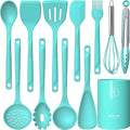 Silicone Cooking Utensils Set - 600°F Heat Resistant, Nonstick Kitchen Utensil Set with Spatulas, Spoons, Whisk, Tongs, BPA Free, Dishwasher Safe (Teal)-Ruum Studio Home