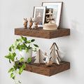Deep Floating Shelves for Wall | 16 Inch Wide x 12 Inch Deep Floating Shelves Set of 2 | Rustic Wood Wide Wall Shelves | Bookshelf Laundry Shelf TV Shelf-Ruum Studio Home