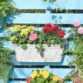 Sungmor 3 Pack Wall Hanging Planters, 16.5 Inch Railing Fence Hanging Flower Pots, Thickened Plastic Water Storage Plant Pot, Indoor Outdoor Garden Balcony Decor, Light Grey Large Plant Basket-Ruum Studio Home