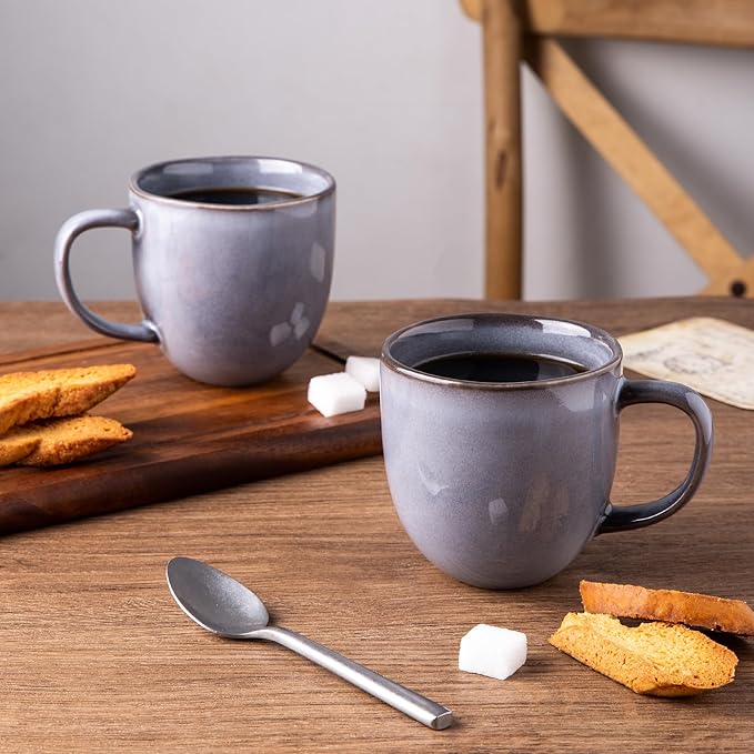 AmorArc 12oz Coffee Mugs, Ceramic Coffee Mugs set of 4 for Man, Woman, Dad, Mom, Modern Coffee Mugs with handle for Latte/Cappuccino/Milk/Cocoa. Dishwasher&Microwave Safe, Gray-Reactive Glaze-Ruum Studio Home