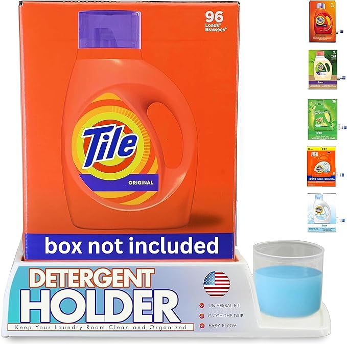 Skywin Detergent Box Riser (Eco Box), Raises Boxed Liquid Laundry Detergent Cup Holder & Drip Tray Catcher, Laundry Detergent Holder (White)-Ruum Studio Home