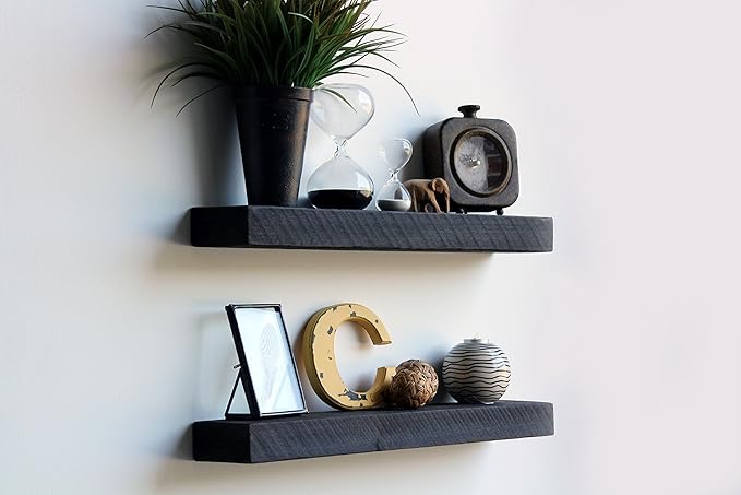 Urban Legacy Reclaimed Barnwood Planks | Floating Shelves for Wall w/Flush Mount Shelf Bracket Set Included | Set of 2 (Coffee Bean, 48" x 4.5" x 2")-Ruum Studio Home
