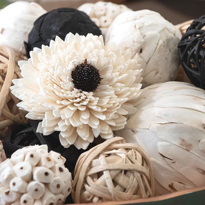 ANDALUCA Black & White Decorative Balls Bowl Filler Bag with Orbs, Balls (Black)-Ruum Studio Home