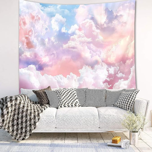 HVEST Pink Cloud Tapestry Colorful Abstract Clouds Natural Landscape Tapestries Wall Hanging for Bedroom Living Room Teen Dorm Indie Decor Poster Blanket,59x51 Inches-Ruum Studio Home
