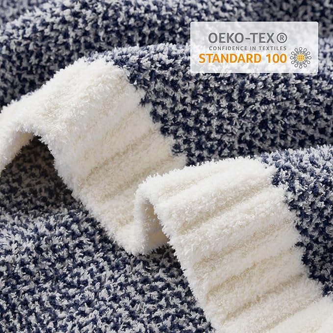Snuggle Sac Heather Navy Throw Blanket for Couch, Super Soft Warm Microfiber Blankets Navy Blue, Cozy Knit Fuzzy Plush Lightweight Throws for Sofa, Bed, Heather Navy,50x60 inches-Ruum Studio Home
