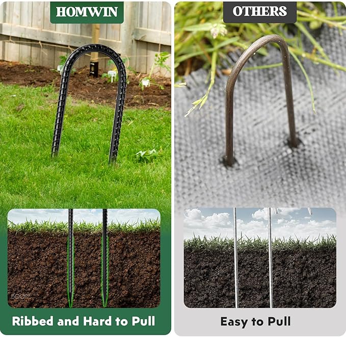 12 inches 12-Pack Trampoline Stakes Anchors High Wind Stake Heavy Duty U Hooks for Ground Lawn Garden Yard Stakes for Decorations Swing Set Shed-Ruum Studio Home