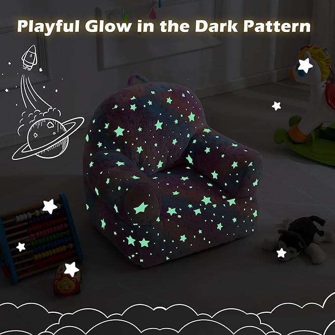 Toddler Chair, Glow in The Dark Kids Sofa Bean Bag Chair for Kids Children Couch Toddler Mini Sofa Armchair for Children, Lightweight Children Sofa Chairs (Rainbow Pink)-Ruum Studio Home