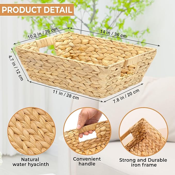 Set of 2 Snack Baskets, Wicker Snack Basket Organizer for Office, Small Wicker Baskets with Handles, (2 Medium Basket)-Ruum Studio Home