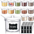 12 Pcs Acrylic Sugar Bowl with Lid and Spoon,7.1 Oz Clear Condiment Storage Pot,Sugar Jar Spices Container for Home Kitchen,Coffee Bar,Restaurant-Ruum Studio Home