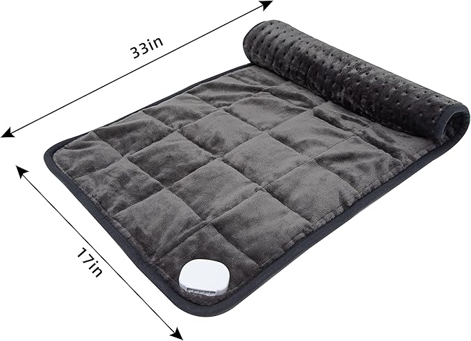 Ruqiji 17''x33'' Weighted Heating Pad, 5.2lbs with 12 Temperature Settings& Countdown Display, Pain Relief for Back/Neck/Shoulders/Abdomen/Legs, Birthday Gifts for Mom Dad Women Men (Dark Gray)-Ruum Studio Home