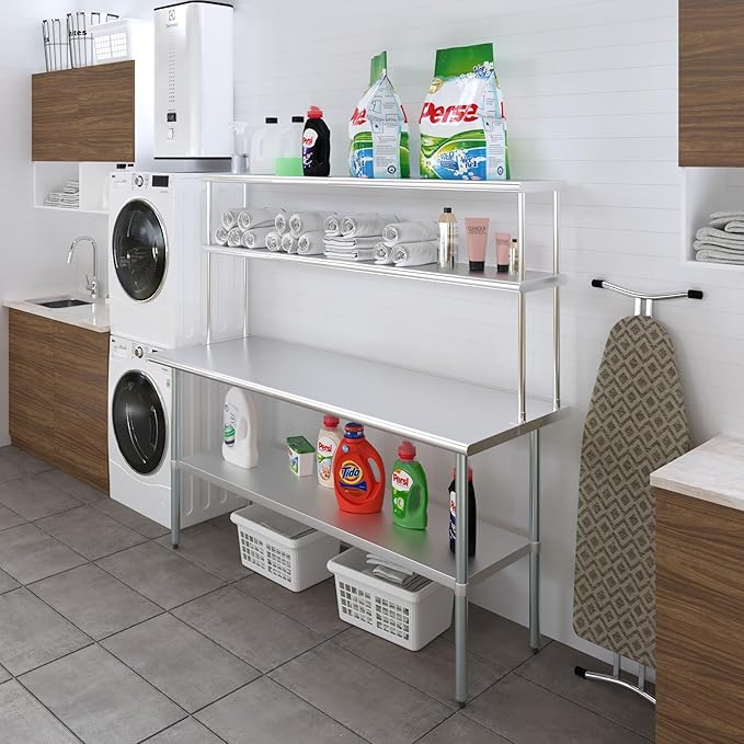 AmGood Double OverShelf Stainless Steel NSF - Many (72" Long x 12" Deep)-Ruum Studio Home
