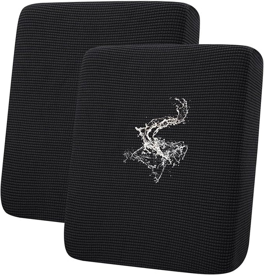 hyha Waterproof Couch Cushion Covers for Pets, Non Slip Sofa Seat Cover for Dogs Washable, Soft Thick Stretch Jacquard Fabric, Sofa Slipcovers with Elastic Bottom (2 Pieces, Black)-Ruum Studio Home