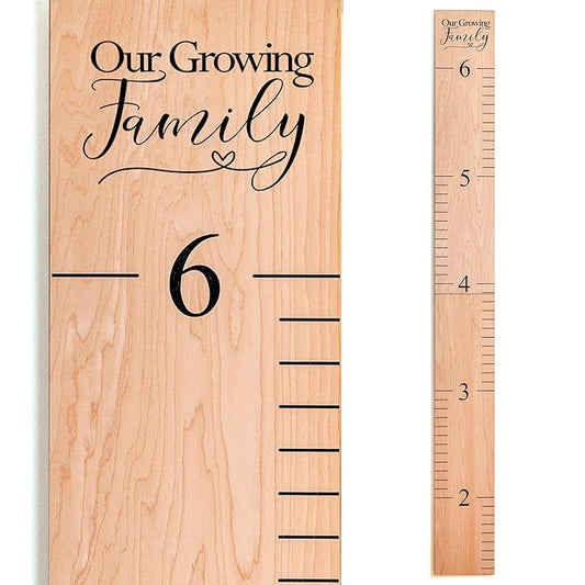 Wooden Growth Chart – Kids Height Chart, Wall Measurement for Kids, Height Chart for Wall, Growth Ruler for Children – Our Growing Family, Natural (63"x6.7")-Ruum Studio Home