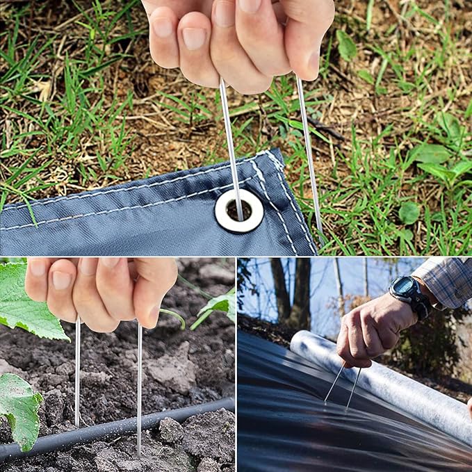 8 Inch Landscape Staples, More Thicker Heavy Duty 8 Gauge Galvanized Landscape Stakes, 125 Packs Garden Staples for Lawns, Weed Barriers, and Landscape Fabrics, Irrigation Hose, Tent Pegs-Ruum Studio Home