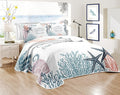 Coastal Bedding Queen Size with 2 Shams, Nautical Beach Comforter Sets Ocean Bedspreads Coastal Coverlet Summer Bedding, 90''x96''-Ruum Studio Home