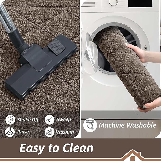 BEQHAUSE Dirt Trapper Door Mat 24" x 36", Doormat Non-Slip Entryway Rugs Washable, Dog Door Mat Stain Resistant and Absorbent Welcome Floor Mat for Front Back Door, Muddy Wet Shoes & Paws, Light Brown-Ruum Studio Home