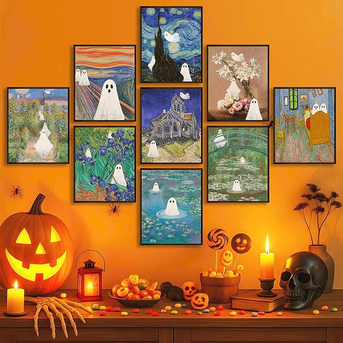 LANCHI95 Vintage Ghost Posters Halloween Wall Art Witch in The Forest Painting Prints Halloween Wall Decor for Living Room Bedroom 8x10 in - 9pcs (UNFRAMED)-Ruum Studio Home