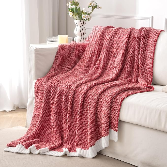 MIULEE Red Super Soft Throw Blanket for Couch, Cozy Fluffy Warm Blankets Lightweight Knit Throw Blankets for Sofa, Bed, Chair, Living Room, Camping, Picnic, 50 x 70 inch-Ruum Studio Home