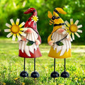 HONGLAND Gnome Metal Yard Art - Metal Gnome Statue -Gnome Outdoor Decorations - Bee and Ladybug Garden Statue- Christmas Holiday Lawn Patio Yard Garden Decor (Set of 2)-Ruum Studio Home