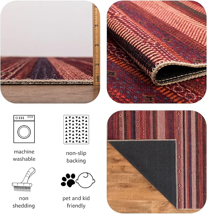 Keen Home Design 2x10 Rug - Machine Washable Runner with Non-Slip Backing, Ideal for Hallway, Entryway, Kitchen, Laundry Room - Vintage, Easy Clean, Durable, Low Pile Rug - (2'6" x 10')-Ruum Studio Home