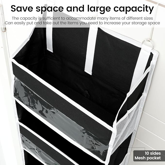Over the Door Organizer with 5 Large Pockets and 10 Side Mesh Pockets Visible Closet Hanging Organizer Large Capacity Behind Door Storage Organizer for Home Office Bathroom Bedroom-Ruum Studio Home