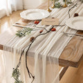 3pcs Ivory Gauze Rustic Cheesecloth Table Runner 120 Inch 10 FT for Wedding Baby Shower Bridal Shower Birthday Engagement Garden Outdoor Party Long Sheer Boho Decorations-Ruum Studio Home