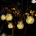 Cooo 6 Pack Crackle Glass Solar Lantern with 30 LED Firefly Lights– Waterproof Outdoor Hanging Lamp 215% Larger Solar Panel, Anti-Rust Lids Decorative Lighting for Garden Patio Table-Ruum Studio Home
