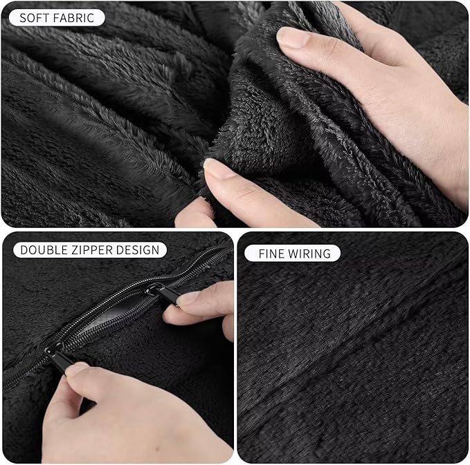 Bean Bag Chair for Adults 4FT,Soft Removable Cover for Teens/Girls Bedroom,Fluffy Giant Round Floor Beanbag Lounger Chairs (No Filler,Black)-Ruum Studio Home