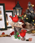 iStatue Lighted Cardinal Christmas Ornaments - 10’’ Resin 2 Red Birds Joy Lamp Post Figurine with Candle Lantern - Unique Xmas Decorations Indoor Decor Gift (Cardinal)-Ruum Studio Home