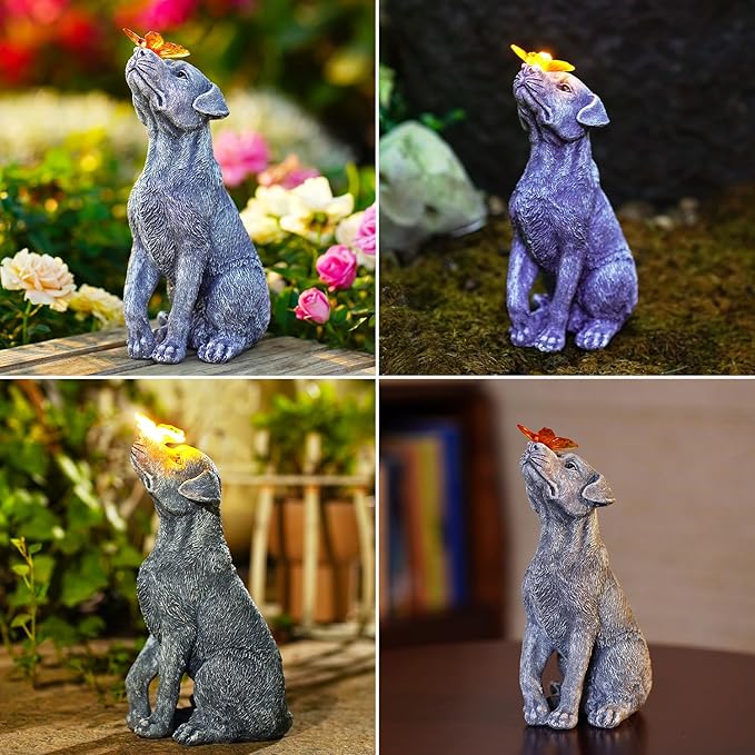 Goodeco Dog Statue with Butterfly - Ideal Gifts for Dad, Mom or Birthdays, Beautifully Crafted Outdoor Decorations to Wow Your Guests-Ruum Studio Home